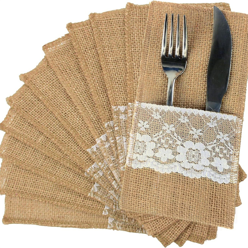 Wedding Supply Rentals - Bolsa de Juta Rústica com Renda