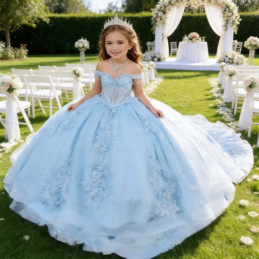 Bridal Sash Ribbon - Vestido de Princesa Azul Celeste com