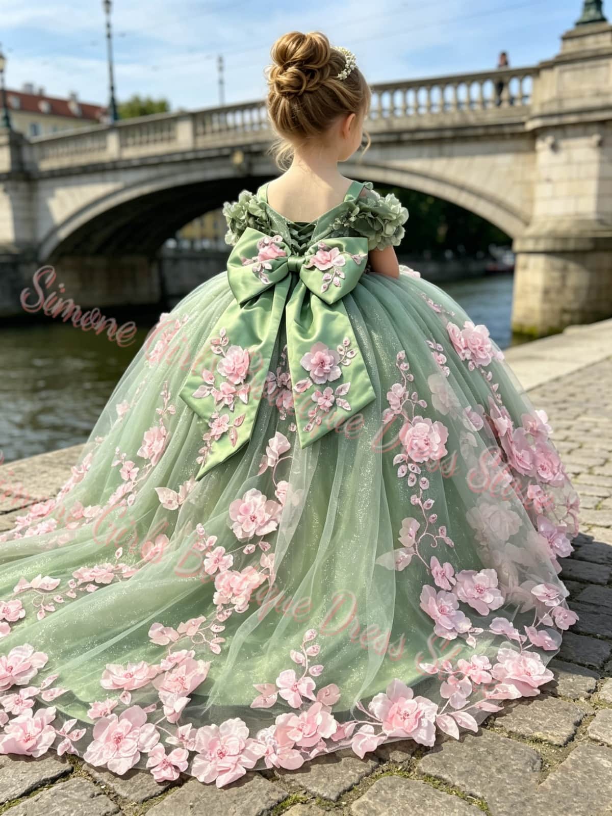 Bridal Sash Ribbon - Vestido Floral de Luxo para Meninas