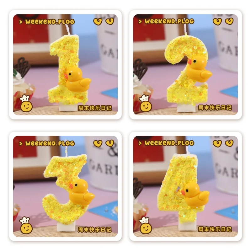 Unity Candle Set - 3d mini patos amarelos tema velas