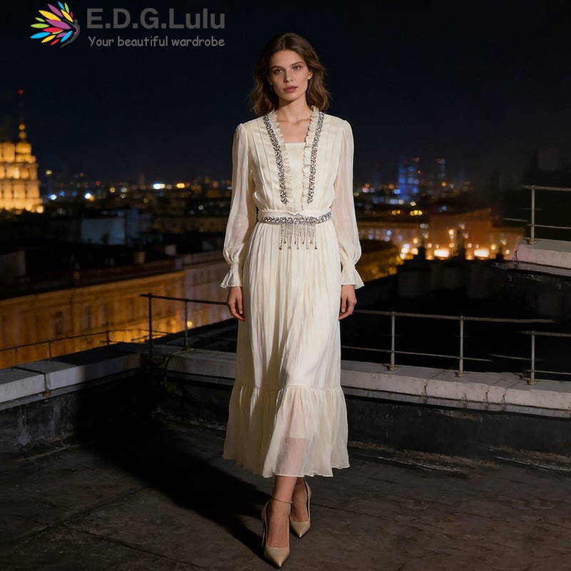 Wedding Lulu - EDGLuLu Vestido Longo Elegante de Chiffon